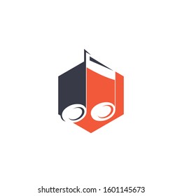 Music note symbol logo and icon template design