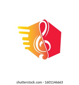 Music note symbol logo and icon template design