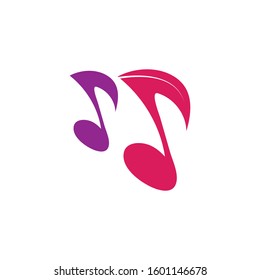 Music note symbol logo and icon template design