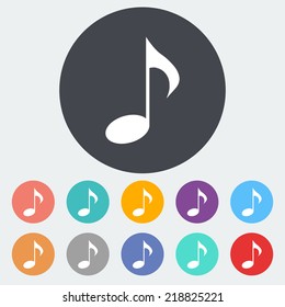 Music note symbols. Single flat icon on the circle. Vector illustration.