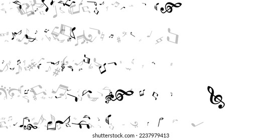 Music note symbols vector backdrop. Audio recording signs scatter. Nightclub music concept. Creative note symbols signs with flat. Album cover background.