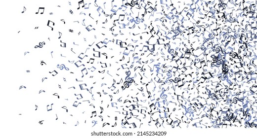 Music note symbols vector background. Audio recording elements scatter. Festival music concept. Modern note symbols signs with sharp. Concert poster backdrop.