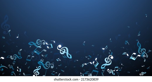 Music note symbols vector background. Melody recording elements swirling. Radio music wallpaper. Grunge note symbols signs with flat. Party flyer graphic design.