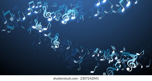 Music note symbols vector design. Melody notation signs swirling. Party music wallpaper. Isolated note symbols elements with pause. Concert poster background.