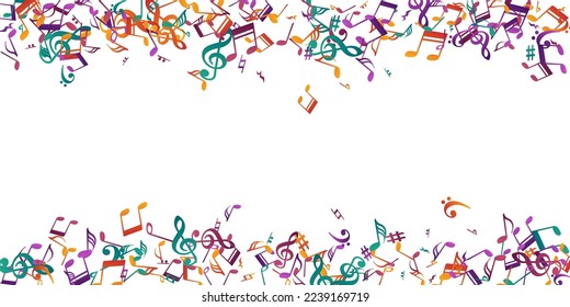 Music note symbols vector illustration. Song notation signs burst. Jazz music concept. Doodle note symbols signs with treble clef. Concert poster graphic design.