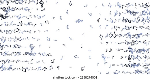 Music note symbols vector wallpaper. Sound composition elements scatter. Nightclub music illustration. Retro note symbols signs with sharp. Album cover background.