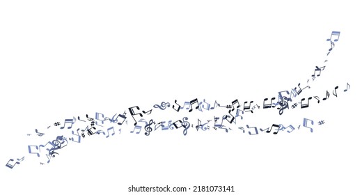 Music note symbols vector wallpaper. Symphony notation signs swirling. Nightclub music pattern. Abstract note symbols elements with bass clef. Concert poster graphic design.