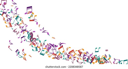 Music note symbols vector wallpaper. Melody recording signs burst. Jazz music concept. Retro note symbols silhouettes with treble clef. Album cover background.