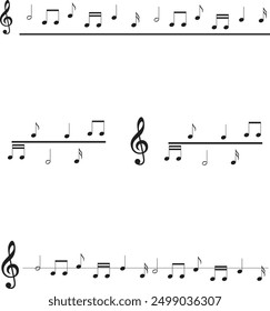 Music note text dividers, paragraph dividers, borders, frames and separators