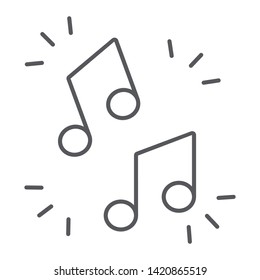 Music note thin line icon, musical and sound, melody sign, vector graphics, a linear pattern on a white background, eps 10.