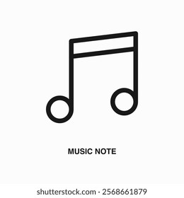 Music Note thin line icon or logo. Symbol or sign on business or finance ui theme. Vector line illustration.