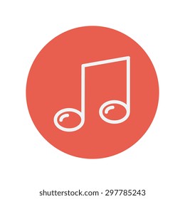 Music note thin line icon for web and mobile minimalistic flat design. Vector white icon inside the red circle