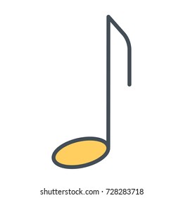 Music note thin line icon. 96x96 for Web Graphics and Apps.  Simple Minimal Pictogram.Vector