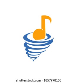 Music Note with Tornado logo vector template, Creative Twister logo design concepts, icon symbol, Illustration