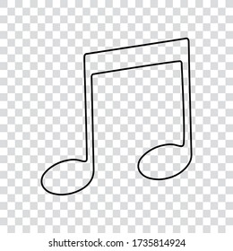 Music note transparent, outline, isolated vector illustration.