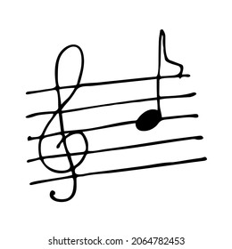 
Music note and treble clef. An isolated item on a white background.