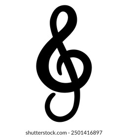 Music note treble clef, key, isolated vector illustration.