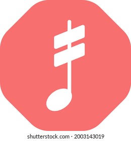 Music note with two lines, illustration, vector on a white background.