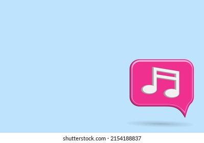 Music Note Vector 3D Chord Icon Pink Speech Bubble And Blue Background