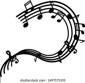 Music note vector graphics, music silhouette illustration