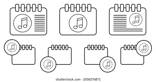 Music note vector icon in calender set illustration for ui and ux, website or mobile application