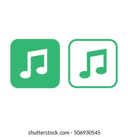 Music note vector icon. Green and white