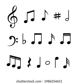 Music note vector icon symbol. Music key note line art sign