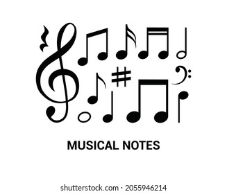 Music note vector icon symbol. Music key note line art sign