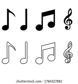 Music note vector icons set. Sound illustration sign collection. Melody symbol.