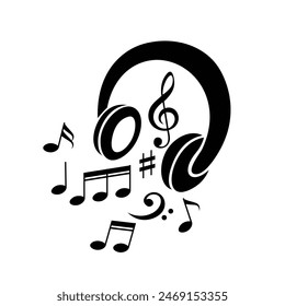 Ilustración vectorial de notas musicales. signo y símbolo musicales.