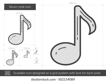 Musiknote, Vektorsymbol einzeln auf weißem Hintergrund. Musiktitel-Symbol für Infografik, Website oder App. Skalierbares Symbol, das auf einem Gittersystem entworfen wurde.