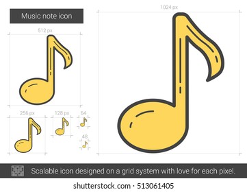 Music note vector line icon isolated on white background. Music note line icon for infographic, website or app. Scalable icon designed on a grid system.