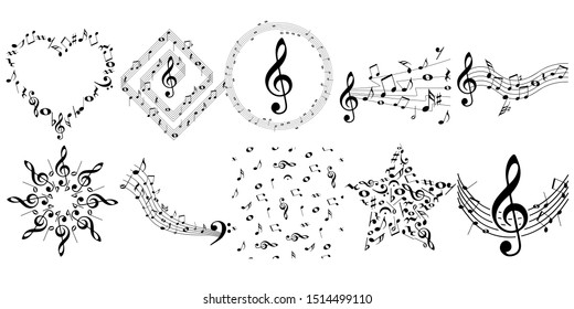 Music note vector set clipart