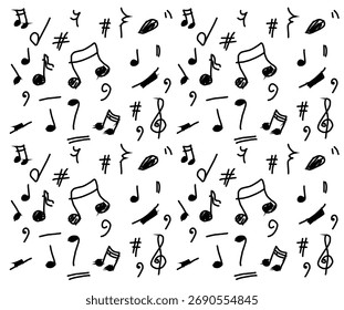 Nota de música Vector boceto dibujo doodle background.eps