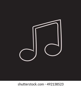 Icono de esbozo vectorial de nota musical aislado en segundo plano. Icono de nota de música dibujada a mano. Icono de boceto de notas musicales para infografía, sitio web o aplicación.