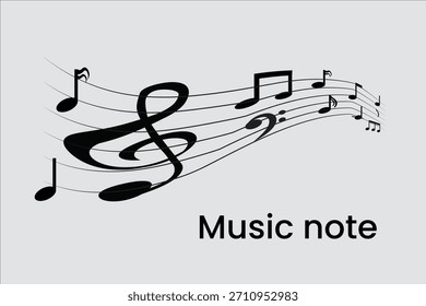 Design de símbolo de vetor de nota de música 