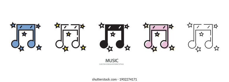 MUSIC note vector type icon