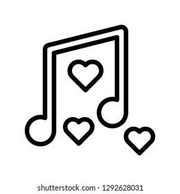 Music note vector, Valentine and love related line style icon