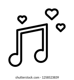 Music note vector, wedding related line design icon  editable stroke