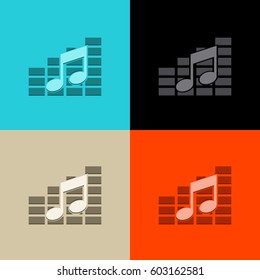 music note wave icon vector logo