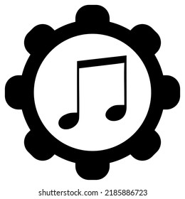 Nota musical y rueda en blanco