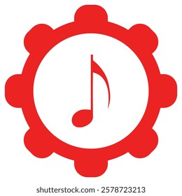Music note and wheel on white