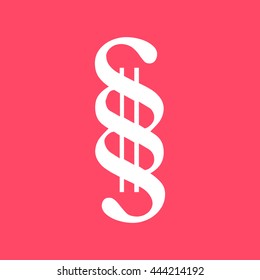 Music Note white icon on magenta color background. Eps-10.