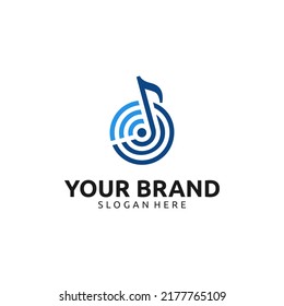 Music note wifi logo design