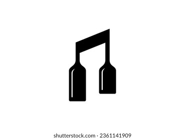 music note with wine bottle logo design inspiration