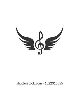 Music note wing icon design template vector isolated illustration