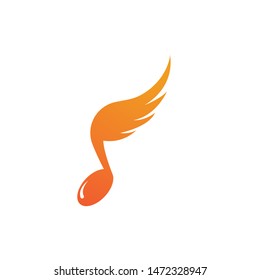 Music note wing logo vector design