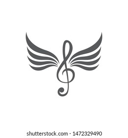 Music note wing logo vector design
