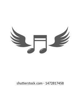 Music note wing logo vector design