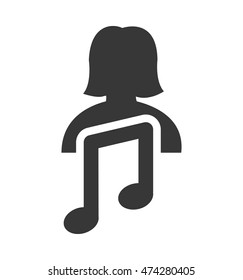 music note woman female social network person media icon. Isolated and flat illustration. Vector graphic